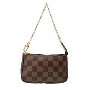 LOUIS VUITTON Authentic Brown Damier Canvas Pochette Pouch
